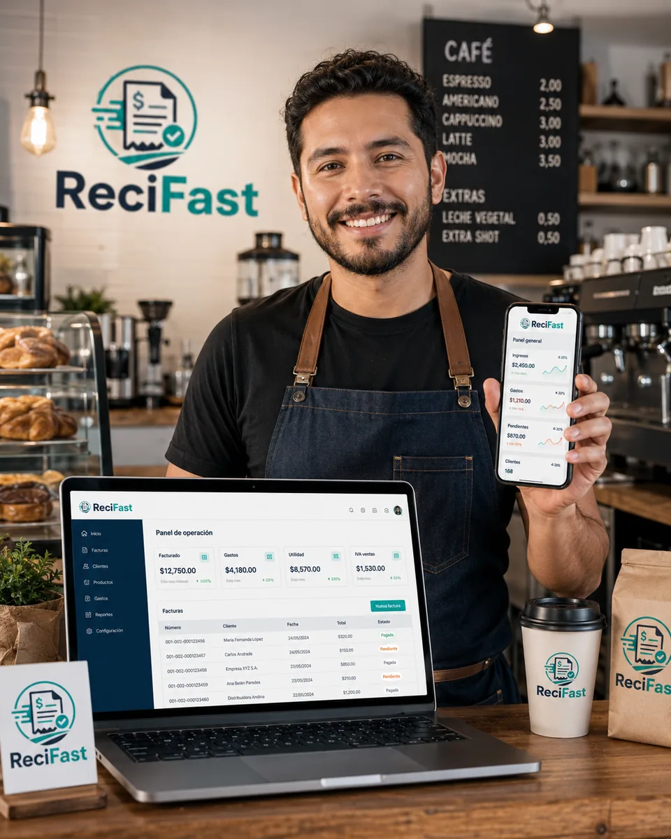 Dueño de negocio usando ReciFast